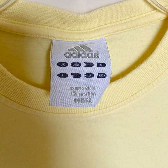 Adidas Logo Yellow Cotton T Shirt - Picture 2 of 3